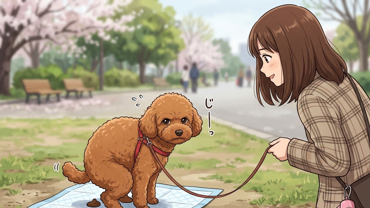 なんで見るの？トイレ中の愛犬と目が合う恥ずかしい理由（実は方位磁石も合わせてます🧭）